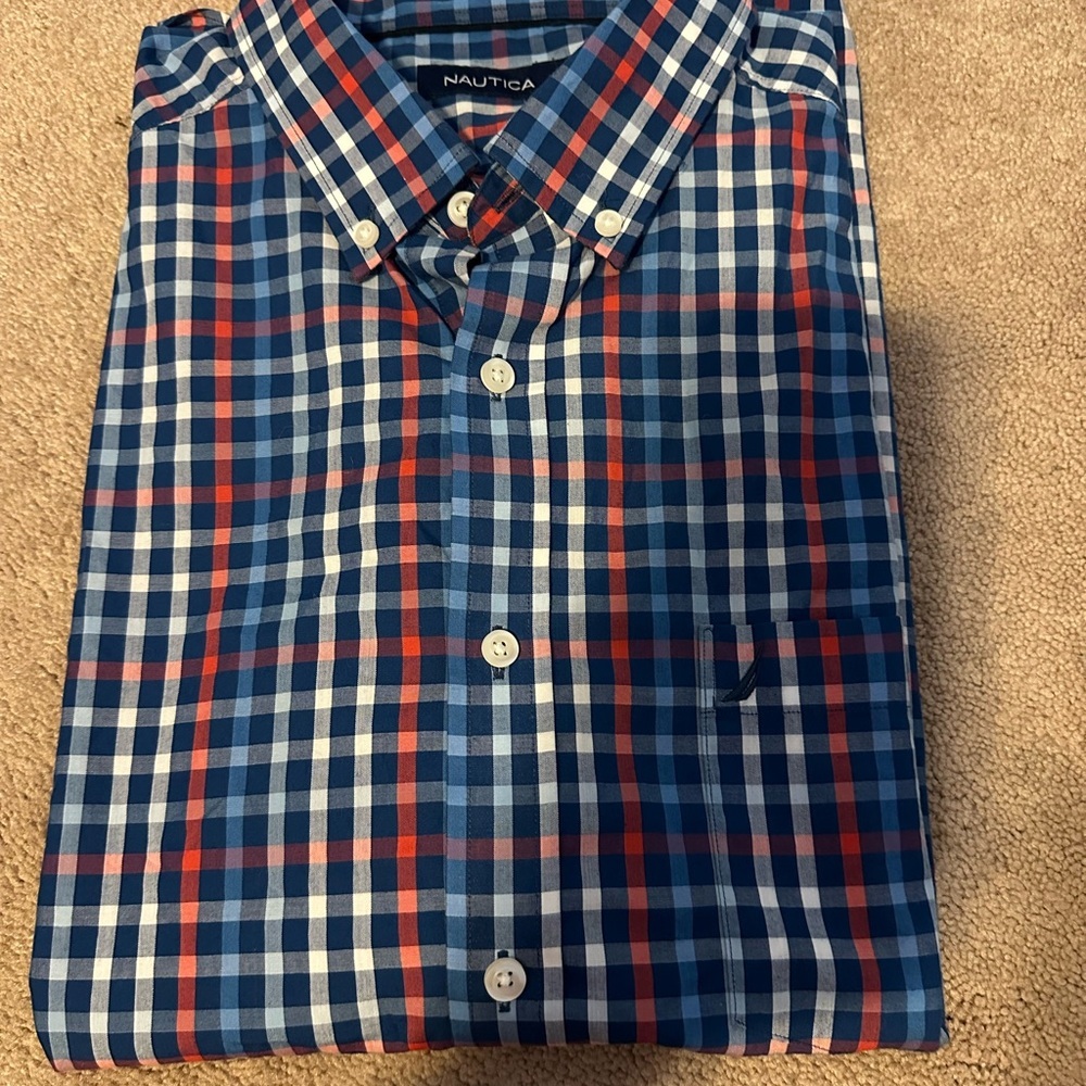 NAUTICA Shirts, Red Blue White Short Sleeves XL